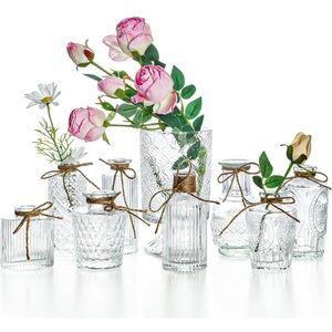 NWT Glass Bud Vases Set of 9, Glass Vases for Centerpieces